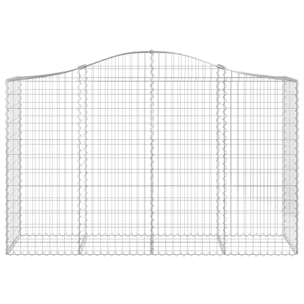 Gabionen mit Hochbogen 13Stk. 200x50x120/140cm Verzinktes Eisen