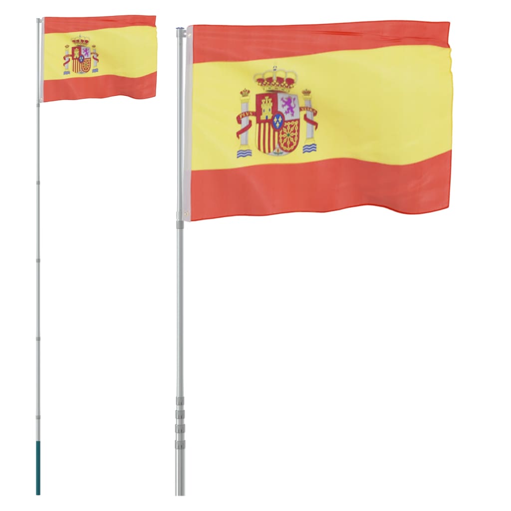 Flagge Spaniens mit Mast 5,55 m Aluminium