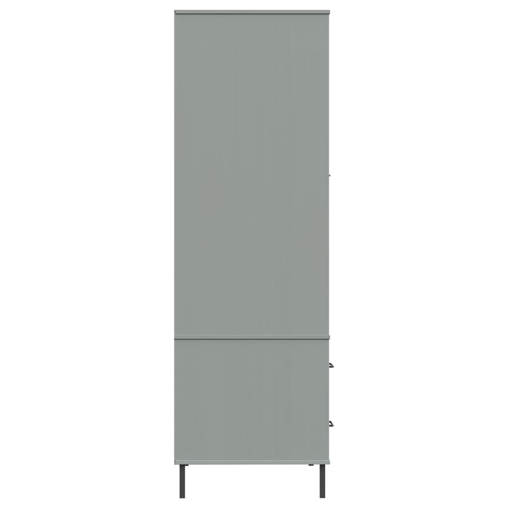 Wardrobe OSLO metal legs gray 90x55x172.5cm solid wood