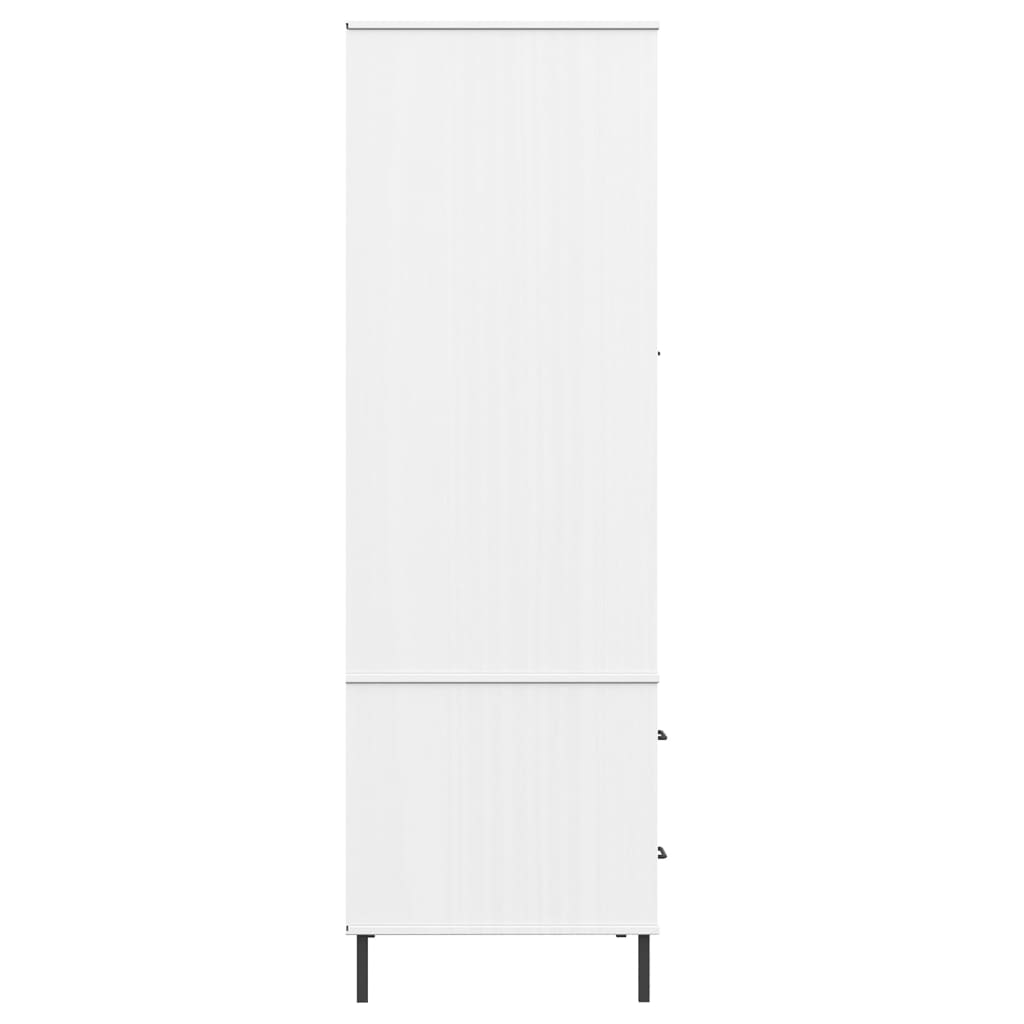 Wardrobe OSLO metal legs white 90x55x172.5 cm solid wood