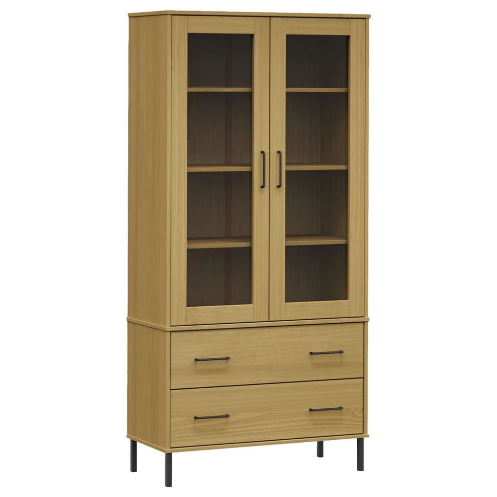 Bookcase OSLO metal legs brown 85x35x172.5 cm solid wood