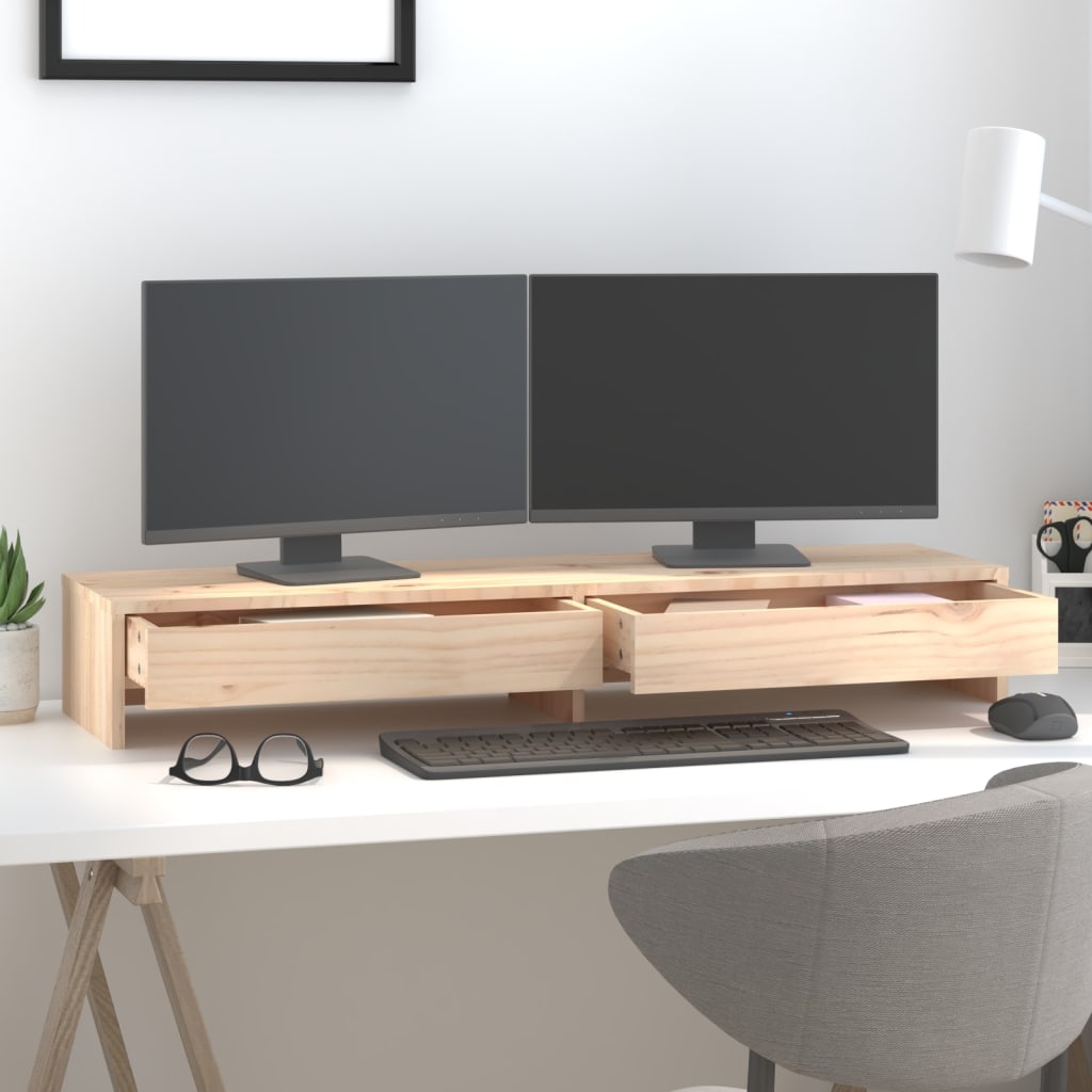 Monitor stand 100x27x15 cm solid pine wood