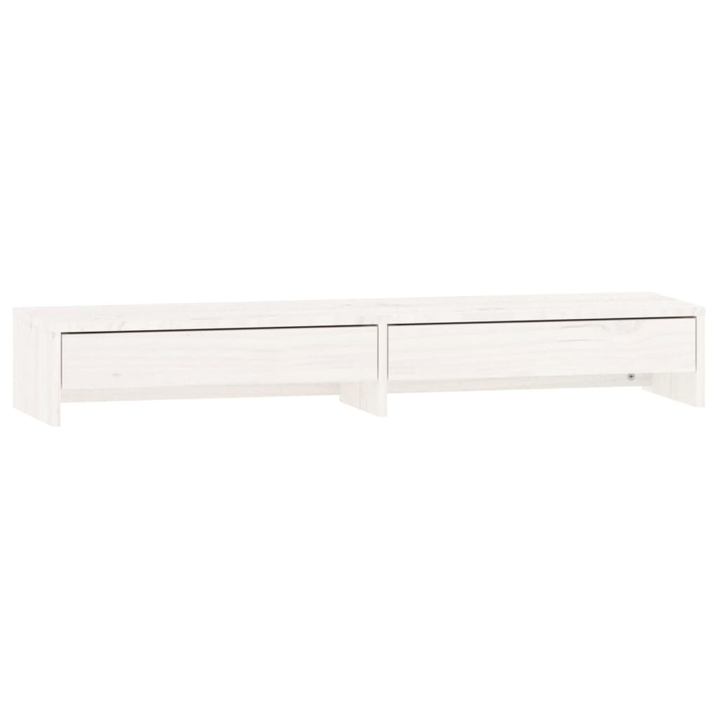 Monitor stand white 100x27x15 cm solid pine wood