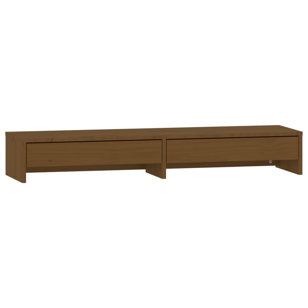 Monitor stand honey brown 100x27x15 cm solid pine wood
