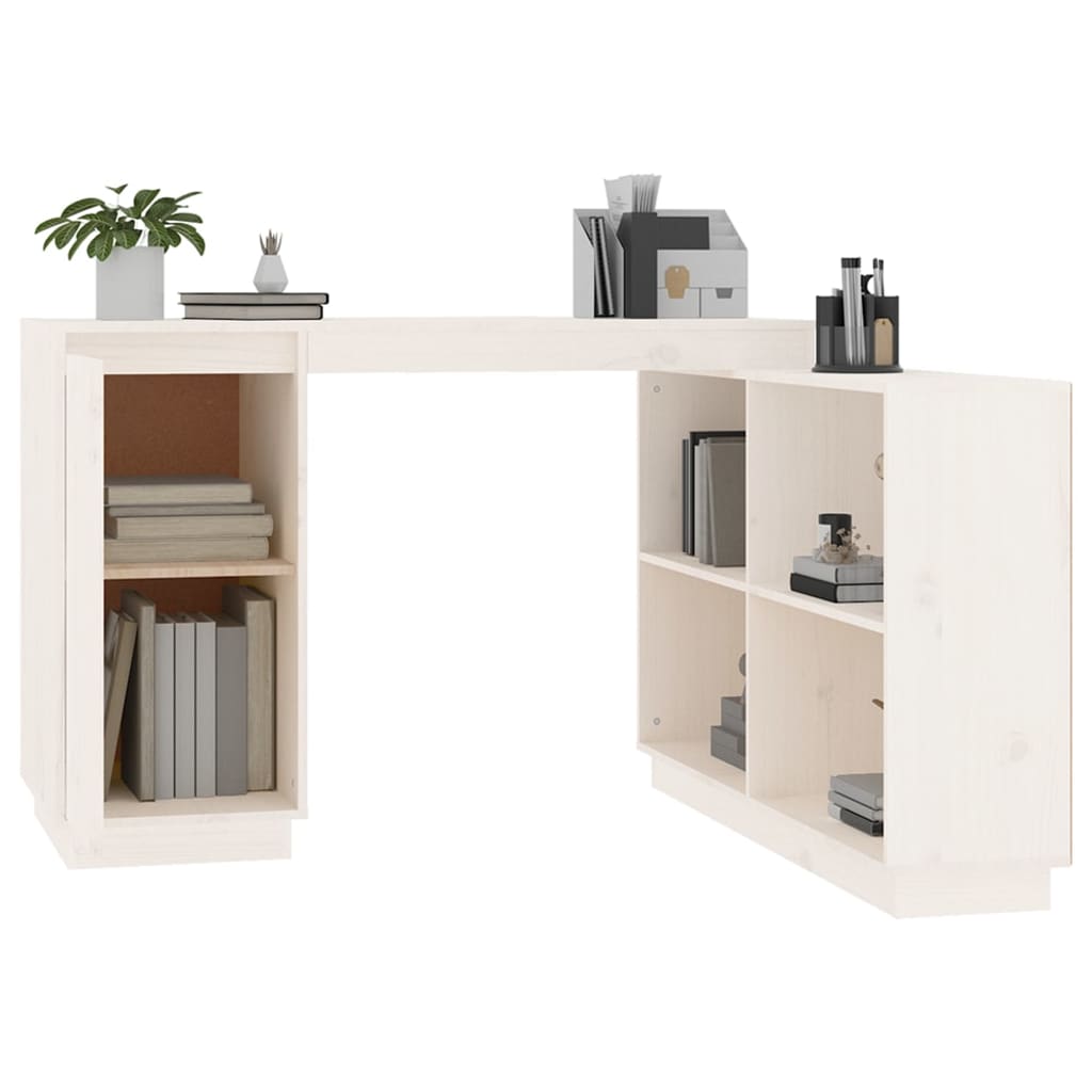 Desk white 110x50x75 cm solid pine wood