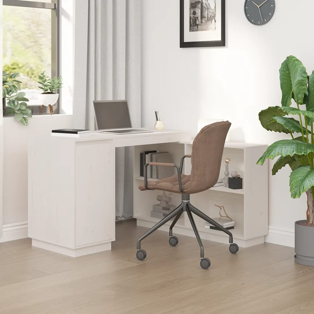 Schreibtisch Weiß 110x50x75 cm Massivholz Kiefer