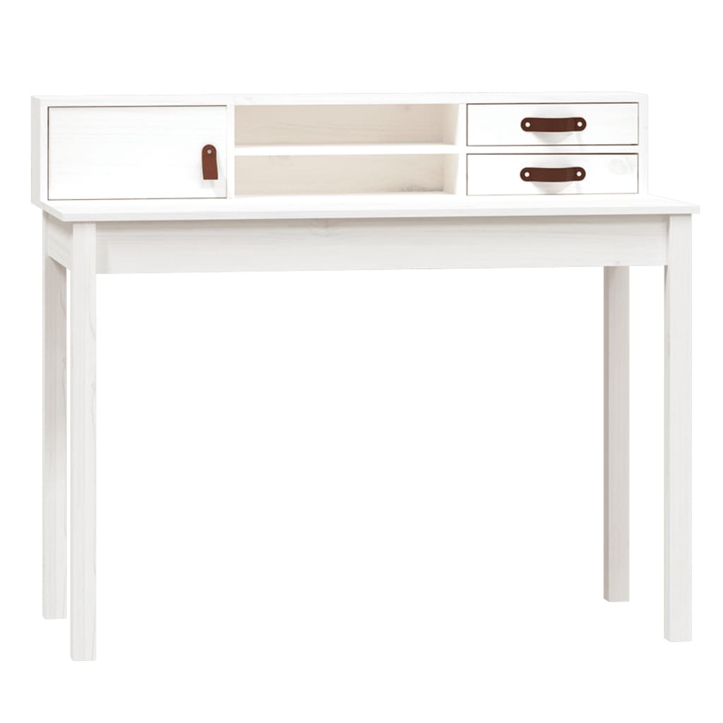 Schreibtisch Weiß 110x50x93 cm Massivholz Kiefer