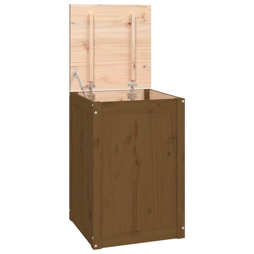 Honey brown laundry chest 44x44x66 cm solid pine wood