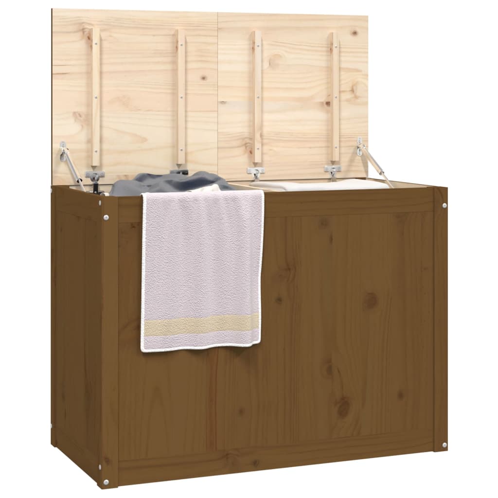 Honey brown laundry chest 88.5x44x66 cm solid pine wood