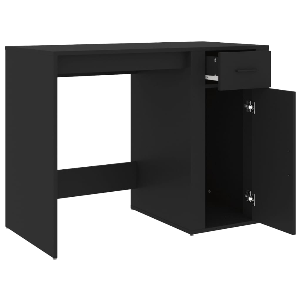 Desk black 100x49x75 cm made of wood