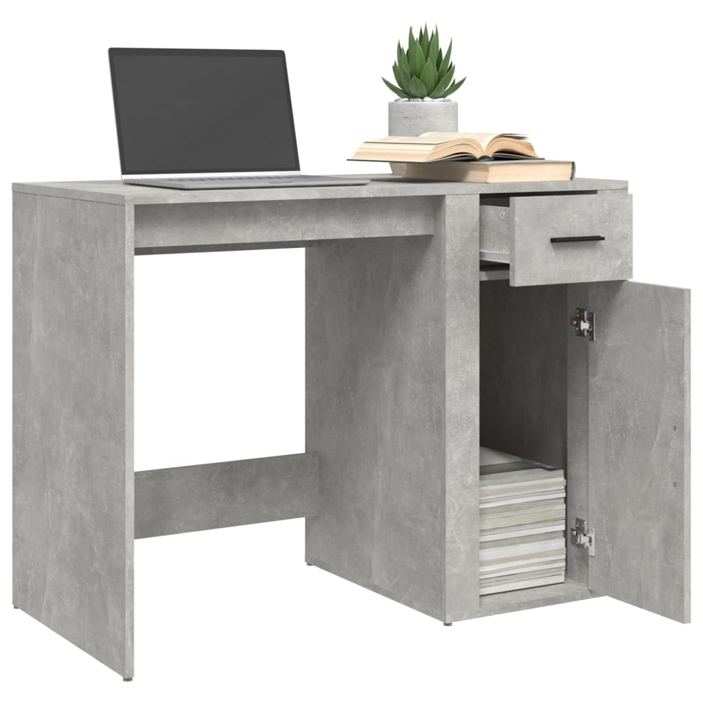 Desk concrete gray 100x49x75 cm made of wood