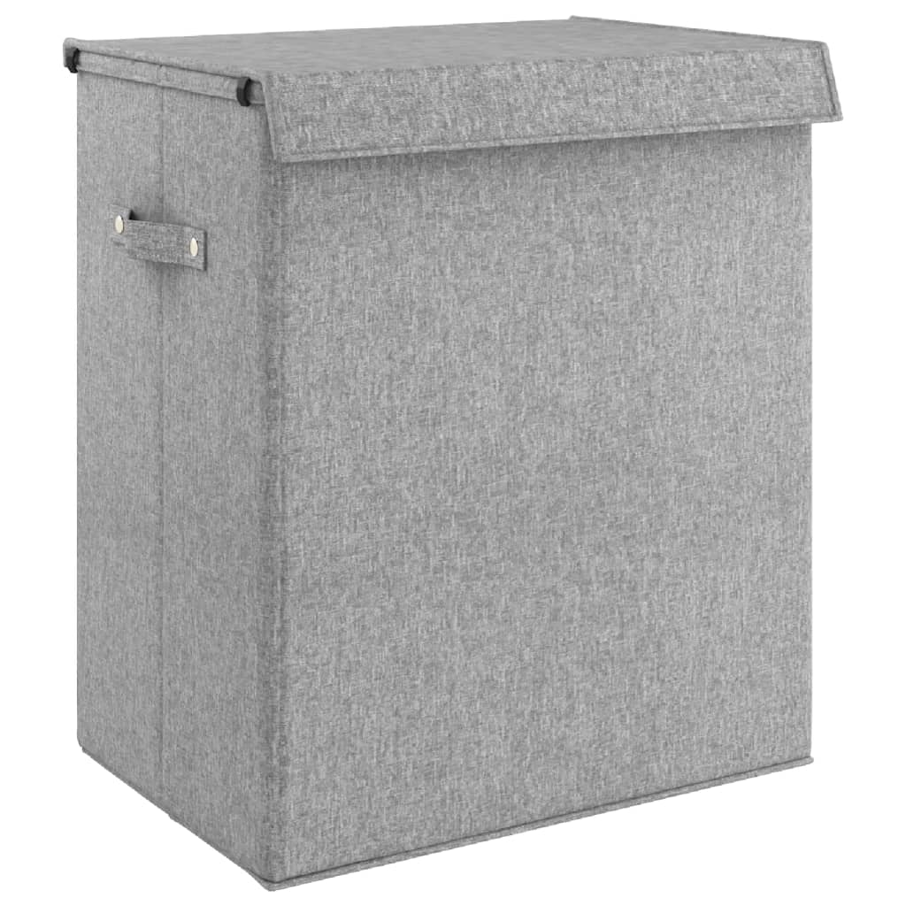 Foldable laundry basket gray 51x34.5x59 cm imitation linen fabric
