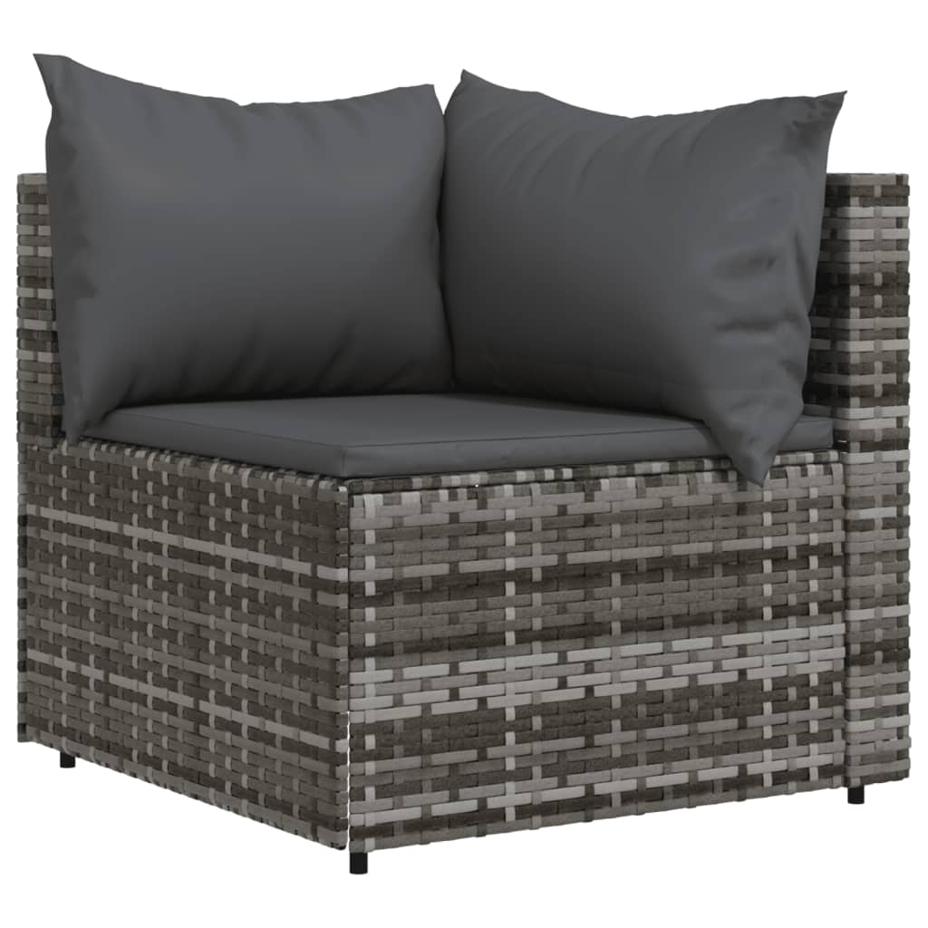 Garden corner sofa with cushions gray poly rattan