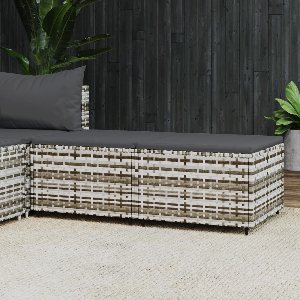 Garden stools with cushions 2 pcs. Gray poly rattan