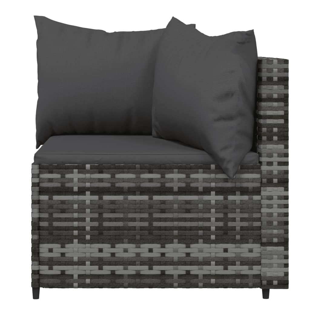 Garden corner sofas with cushions 2 pcs. Gray poly rattan