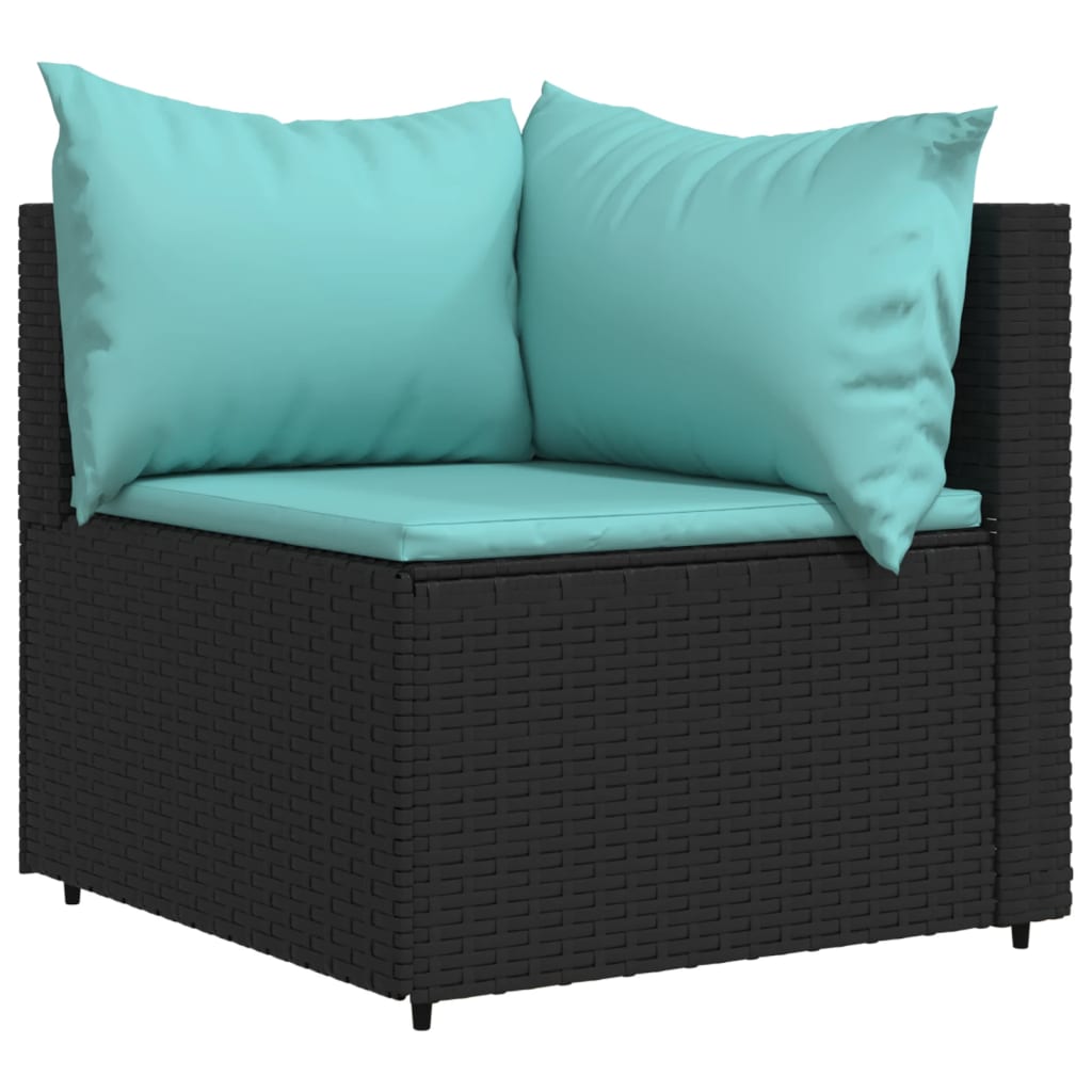 Garten-Ecksofas mit Kissen 2 Stk. Schwarz Poly Rattan