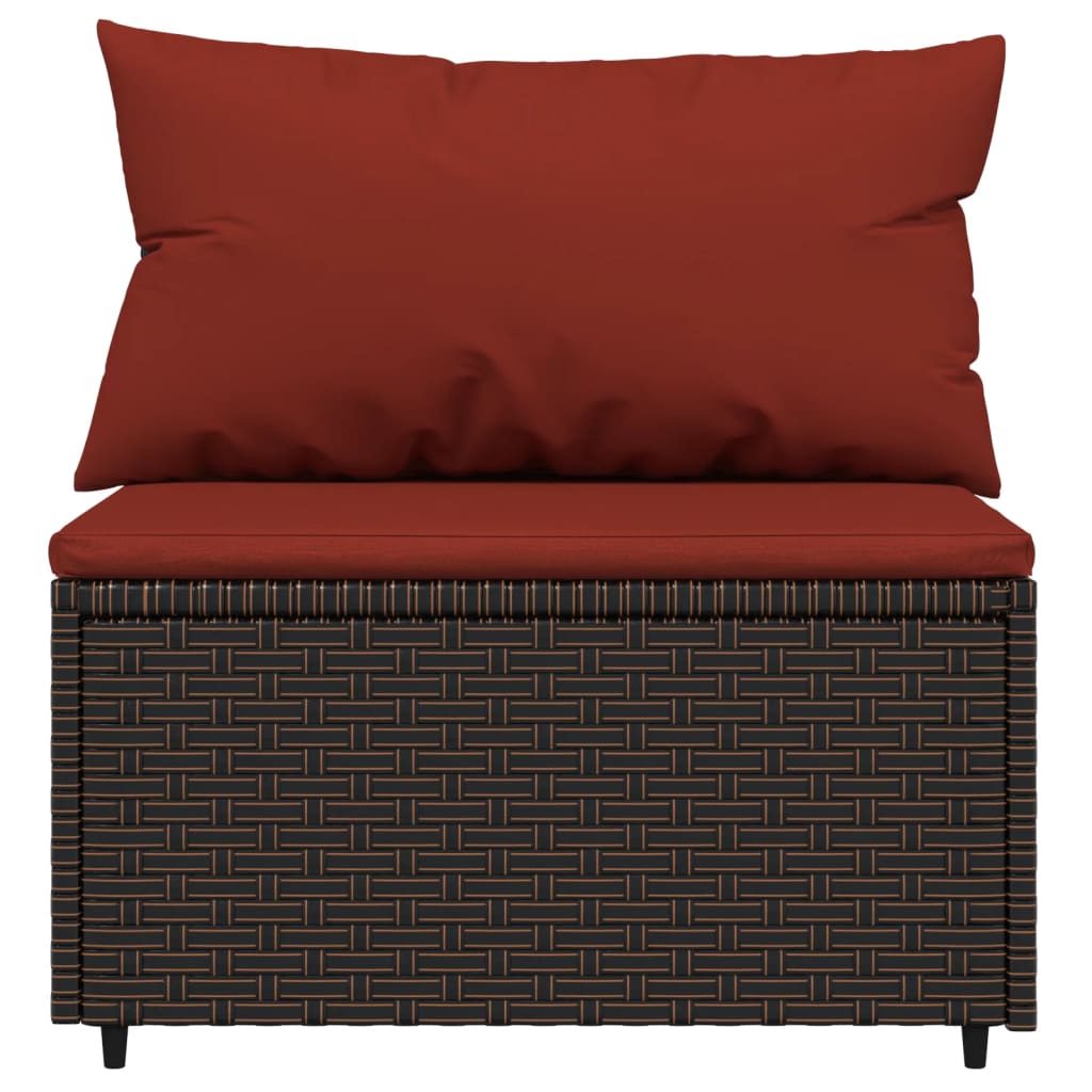 Garten-Mittelsofas mit Kissen 2 Stk. Braun Poly Rattan