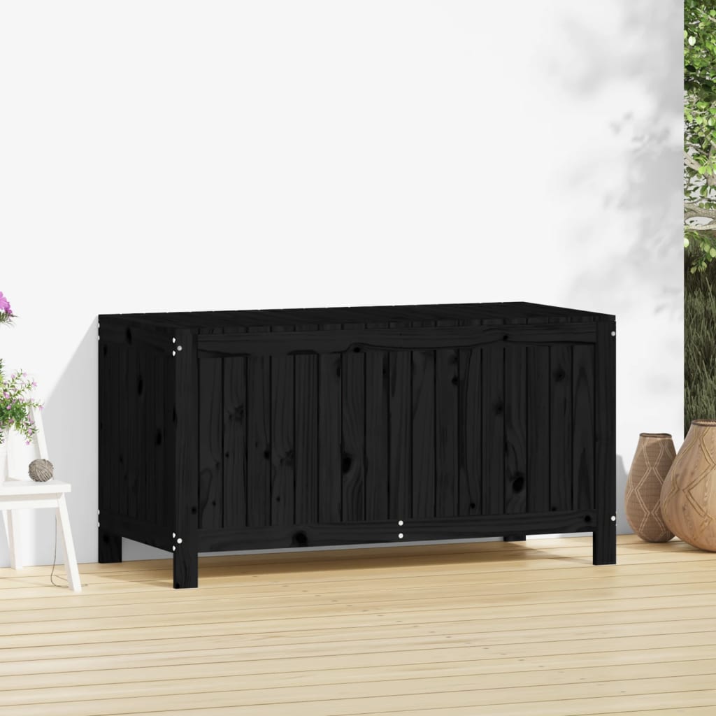 Garden chest black 121x55x64 cm solid pine wood