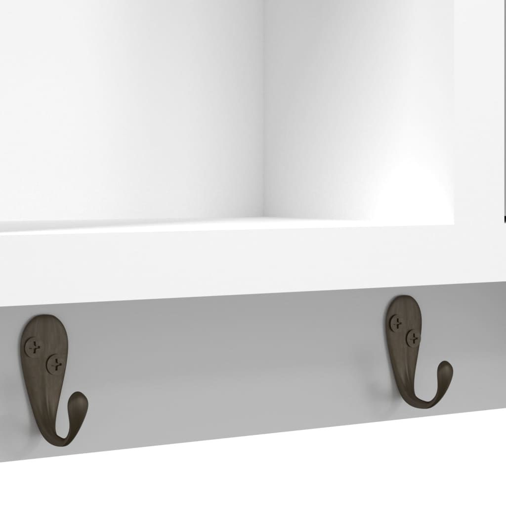 Key cabinet white 40x8.5x20 cm wood material &amp; steel