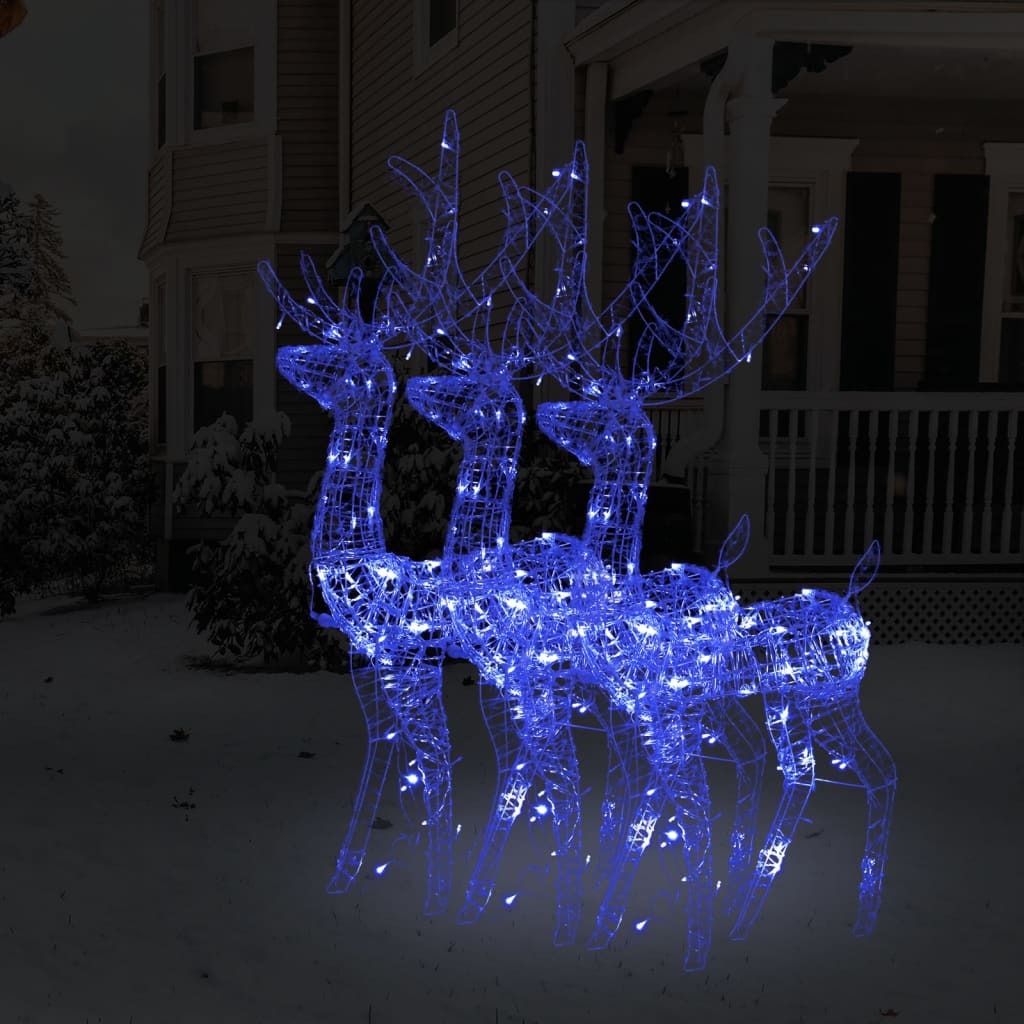 LED-Rentiere 3 Stk. Acryl 120 cm Blau