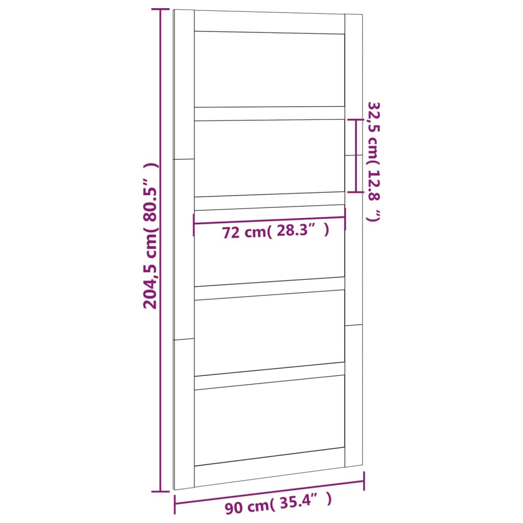 Barn door white 90x1.8x204.5 cm solid pine wood