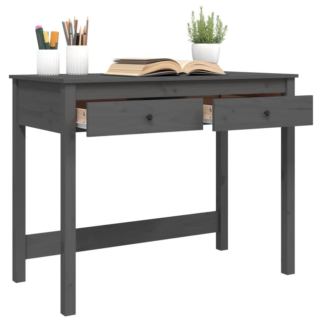 Desk with drawers gray 100x50x78 cm solid pine wood