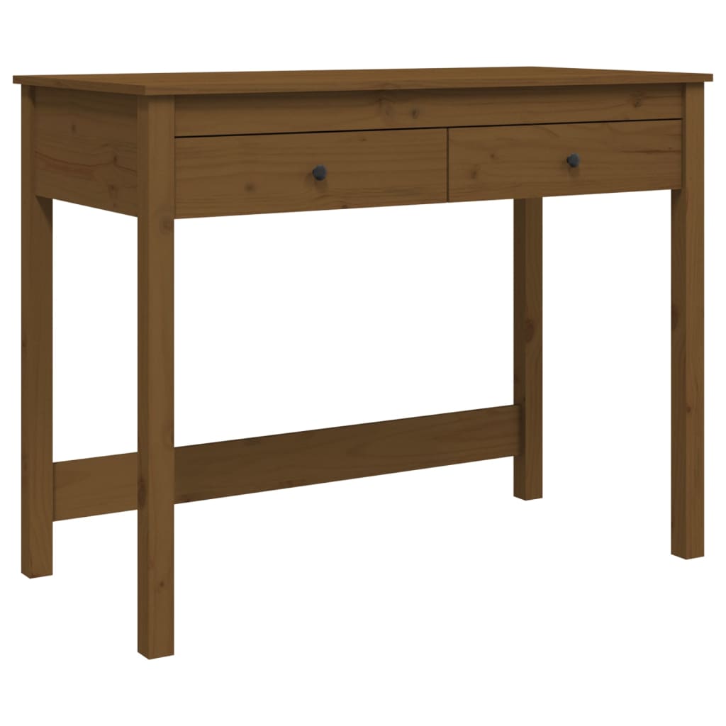 Desk with drawers honey brown 100x50x78 cm solid wood