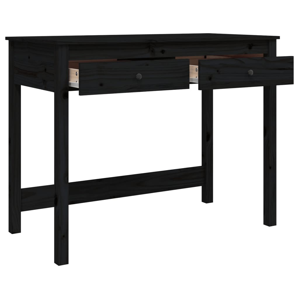 Desk with drawers black 100x50x78 cm solid wood