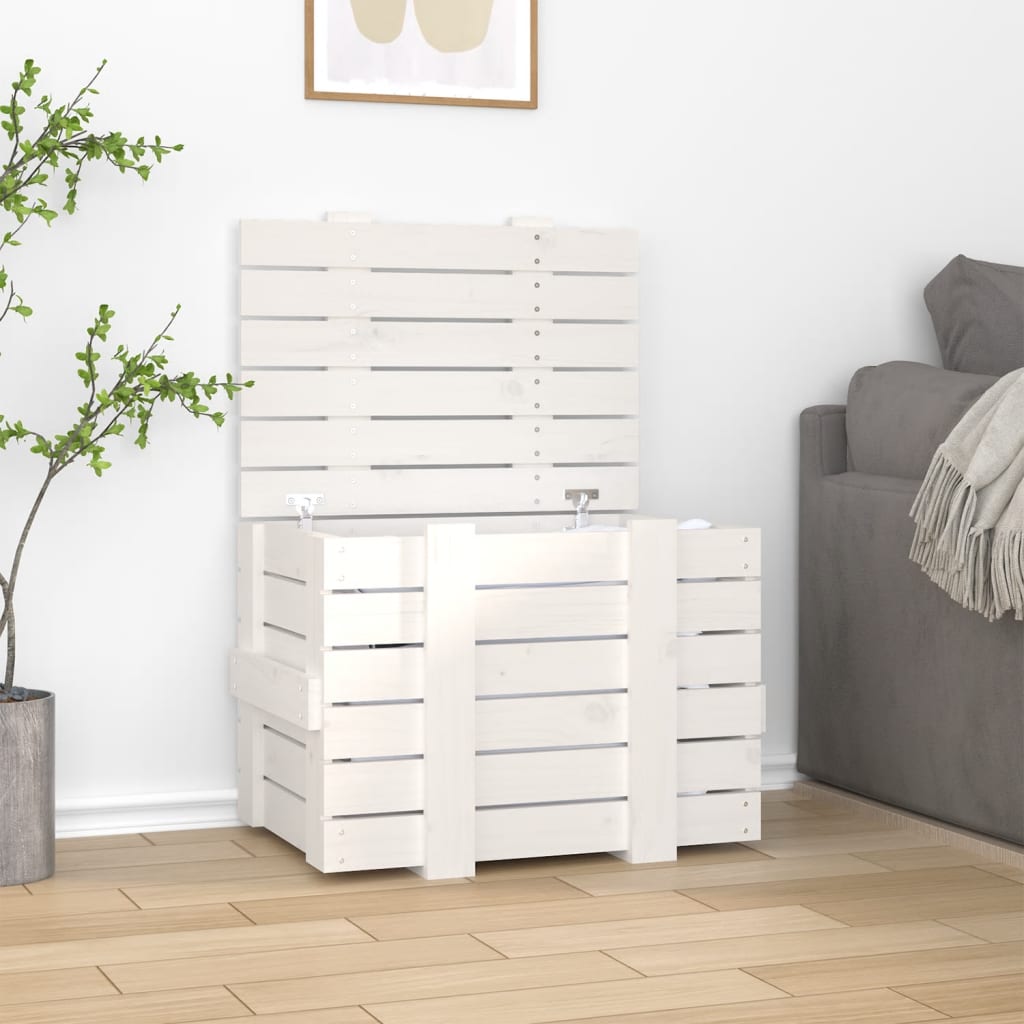 Chest white 58x40.5x42 cm solid pine wood