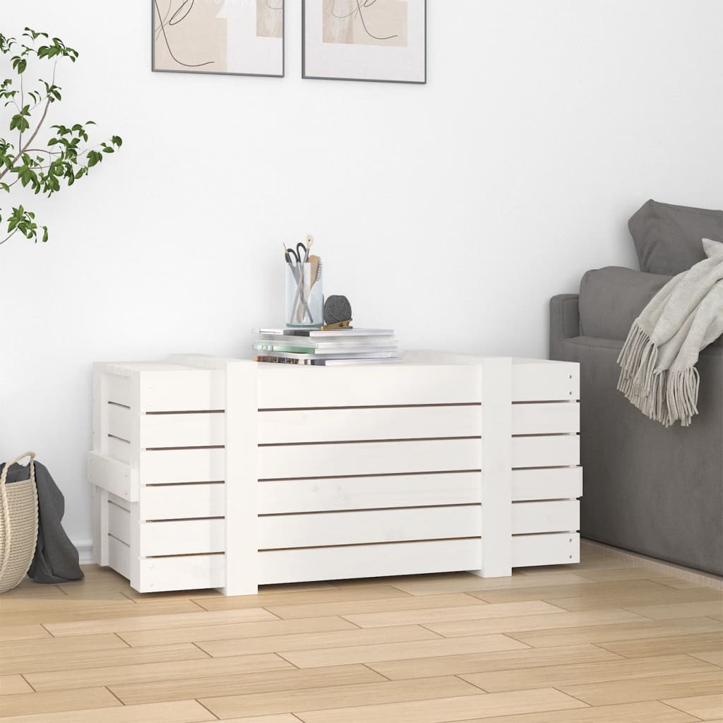 Chest white 91x40.5x42 cm solid pine wood