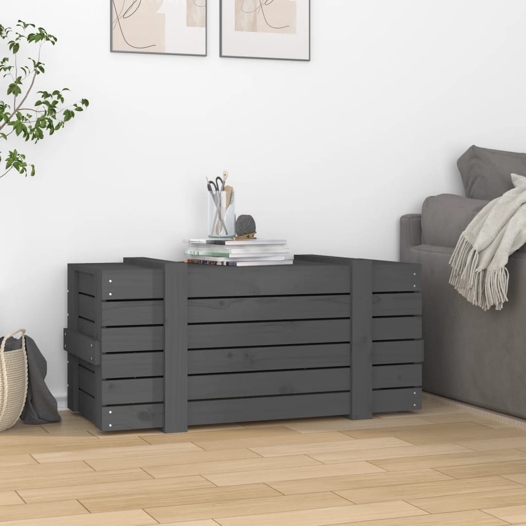 Chest gray 91x40.5x42 cm solid pine wood