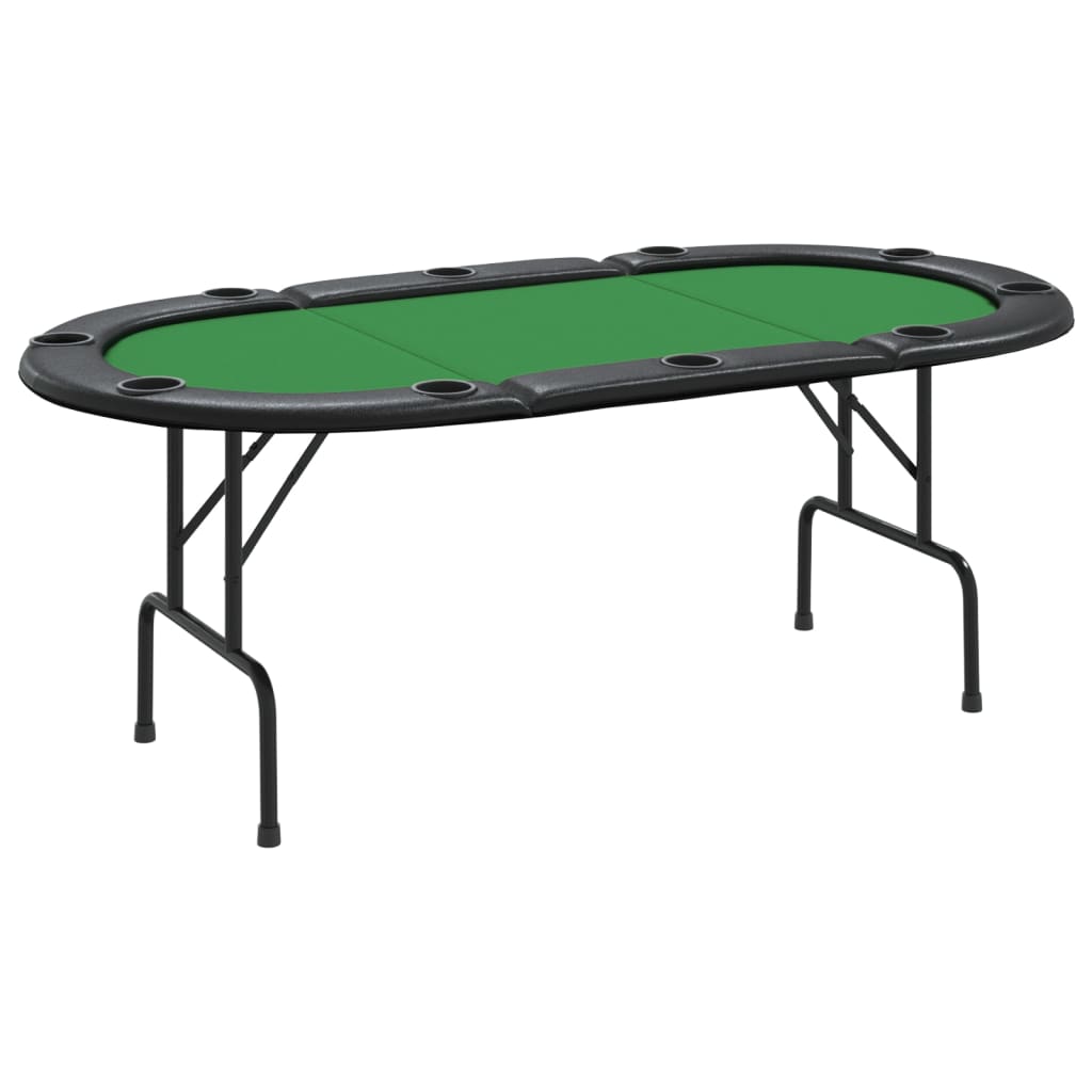 Poker table foldable 10 players green 206x106x75 cm