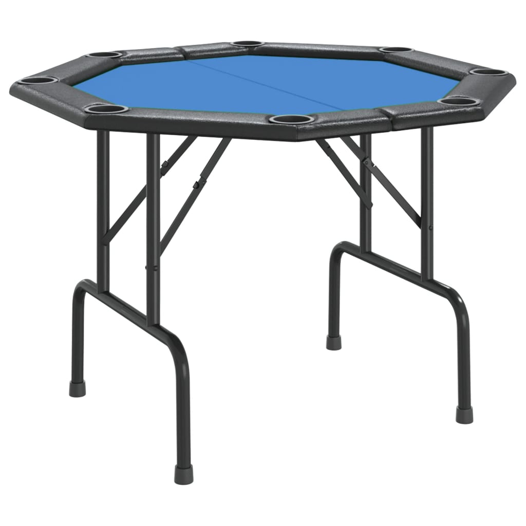 Poker table foldable 8 players blue 108x108x75 cm