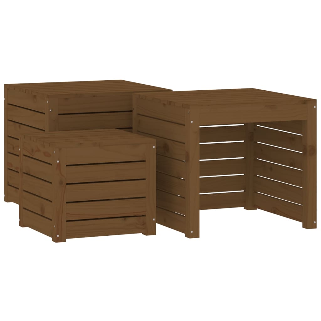 3 pcs. Garden box set honey brown solid pine wood