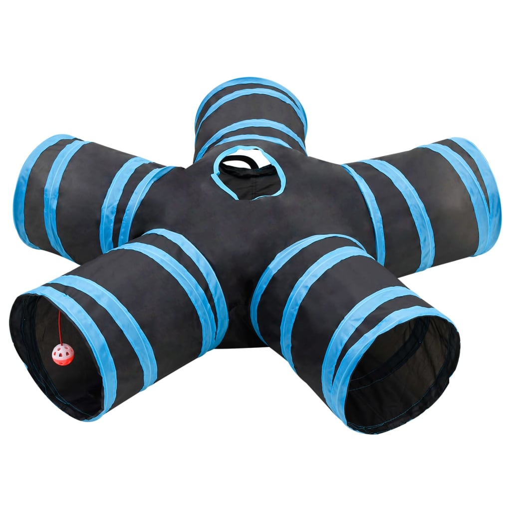 Cat tunnel 5-way black and blue 25 cm polyester