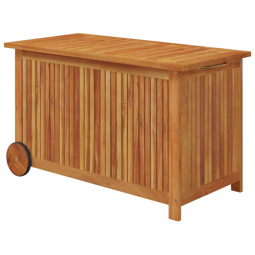 Garden chest with wheels 90x50x58 cm solid acacia wood