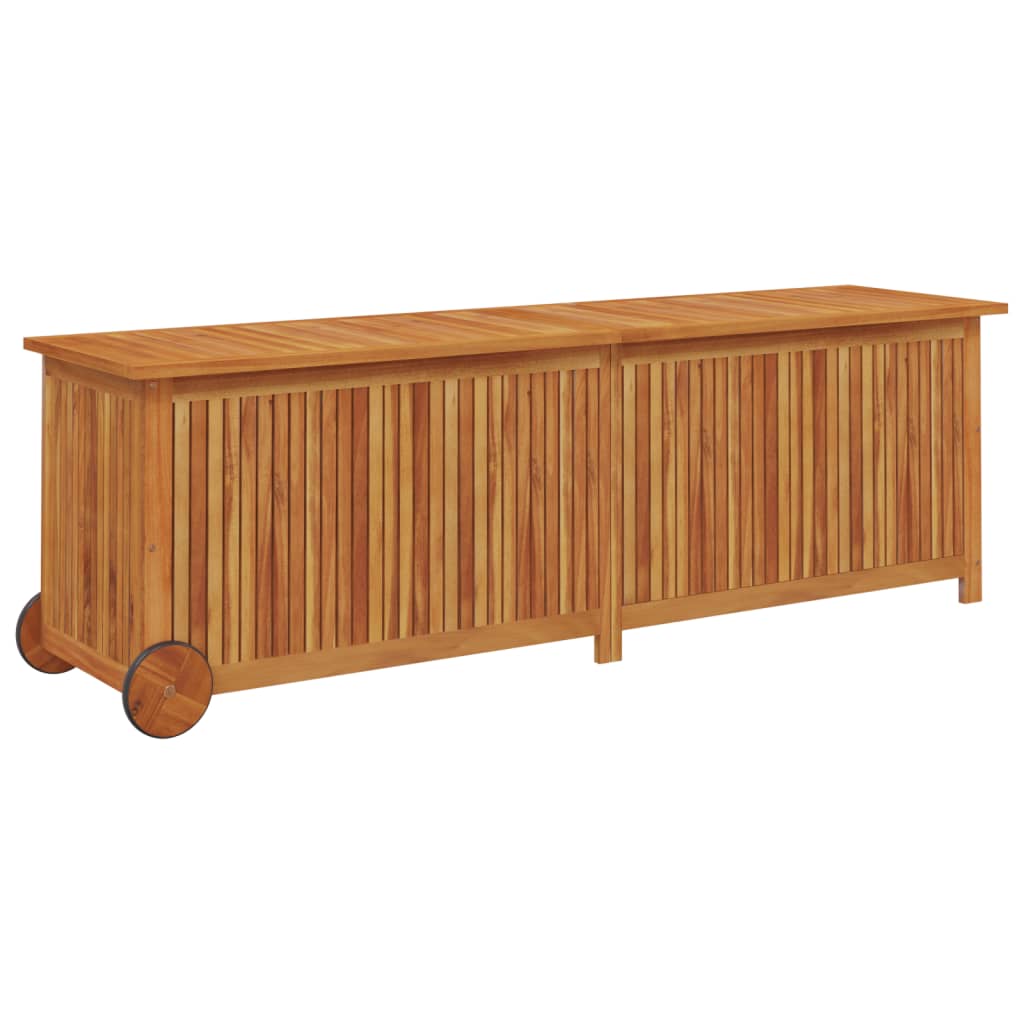 Garden chest with wheels 150x50x58 cm solid acacia wood