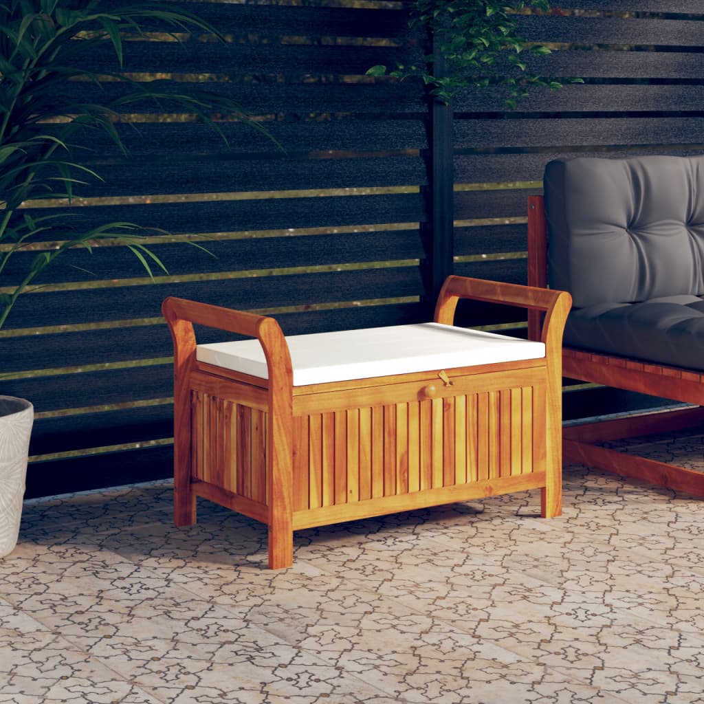 Garden chest bench with cushions 91 cm solid acacia wood