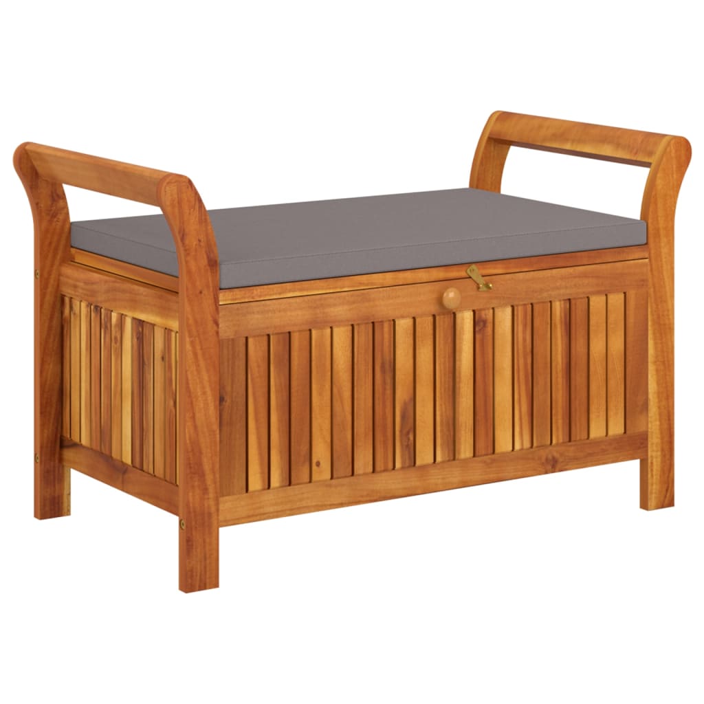 Garden chest bench with cushions 91 cm solid acacia wood