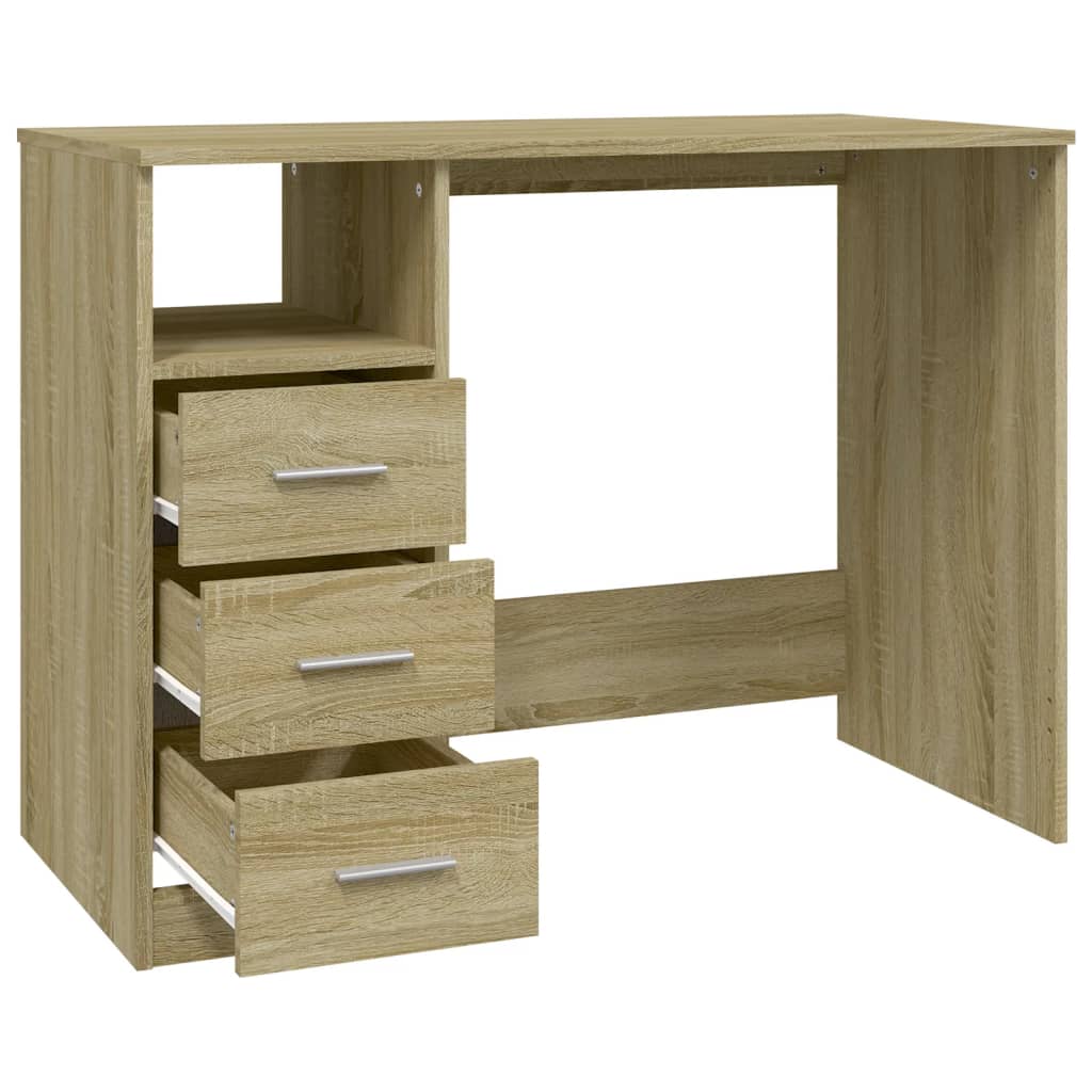 Desk with drawers Sonoma oak 102x50x76 cm