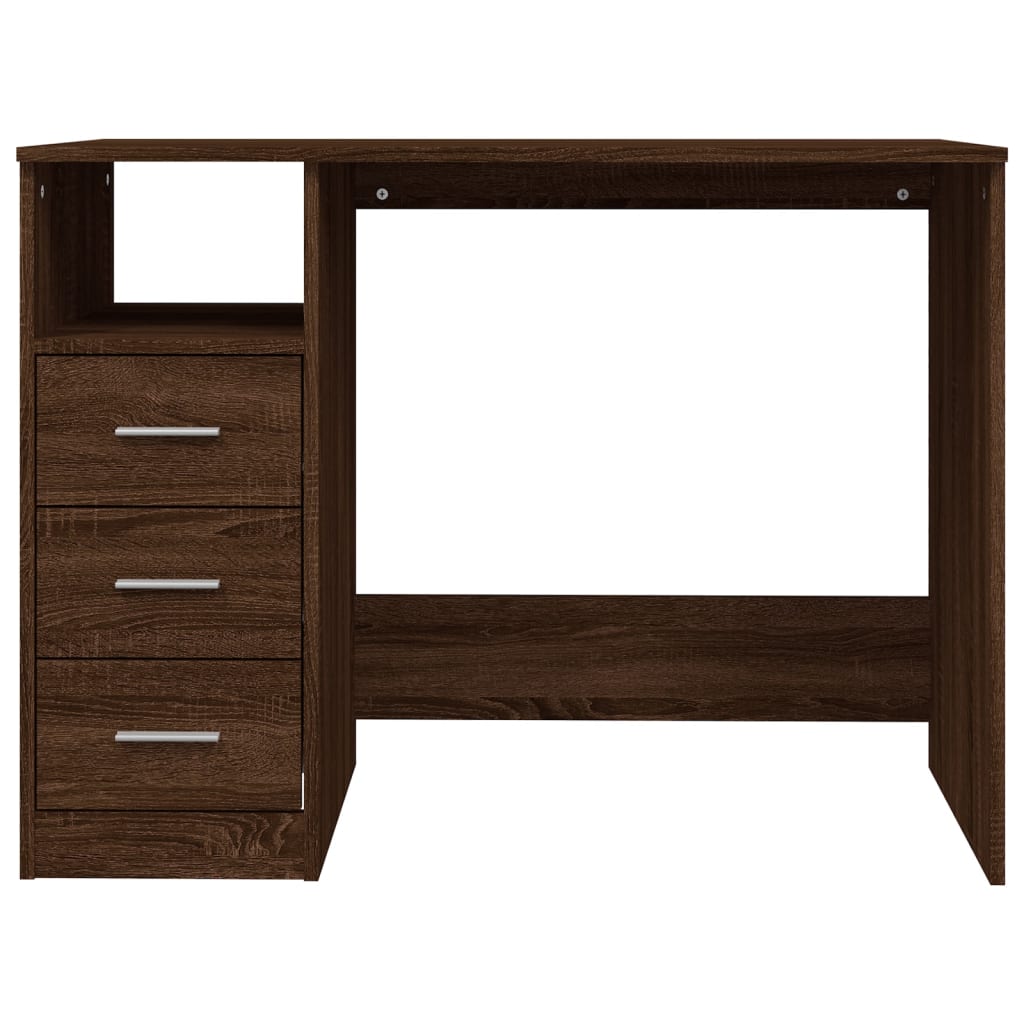 Desk with drawers brown oak look 102x50x76 cm