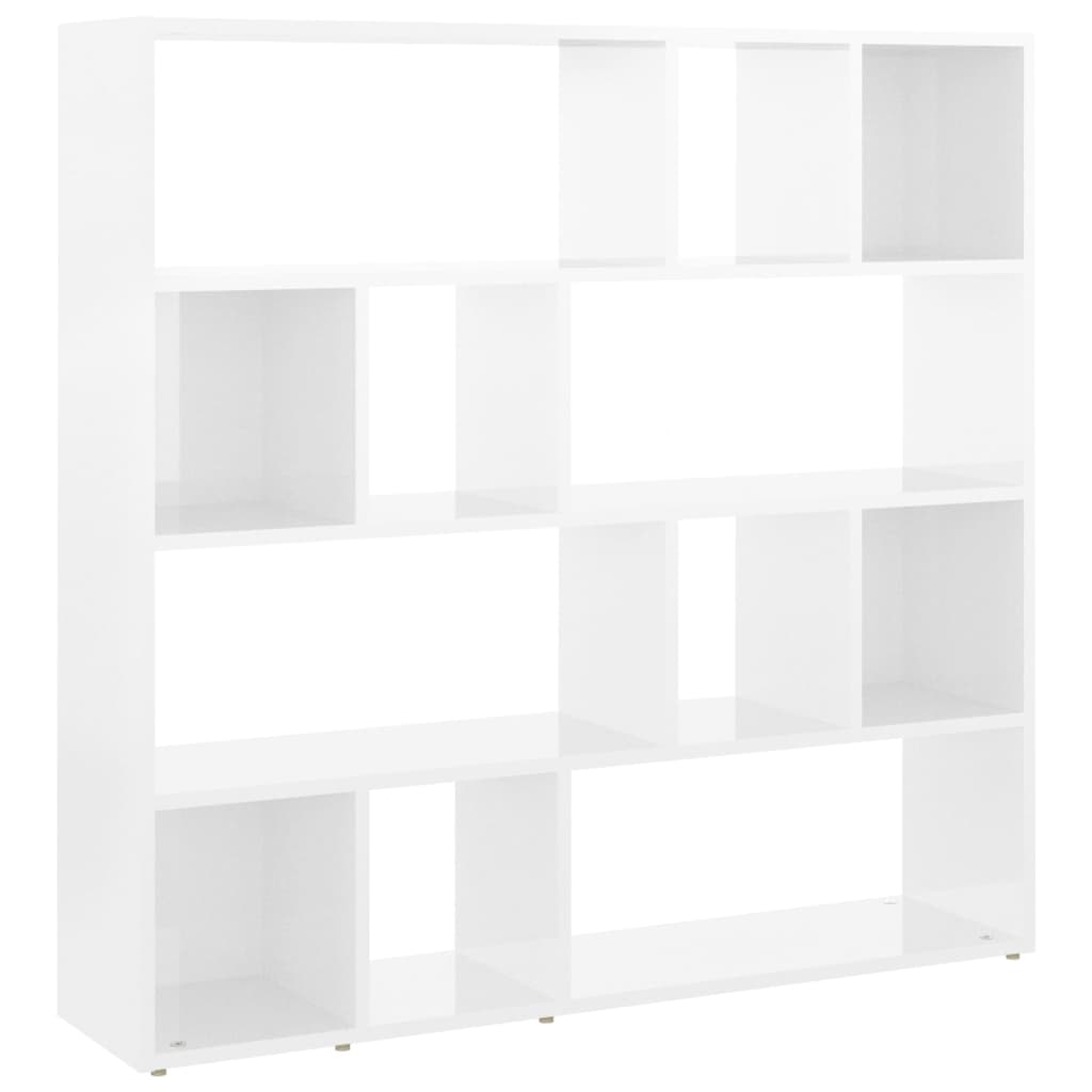 Bookcase/room divider high-gloss white 105x24x102 cm