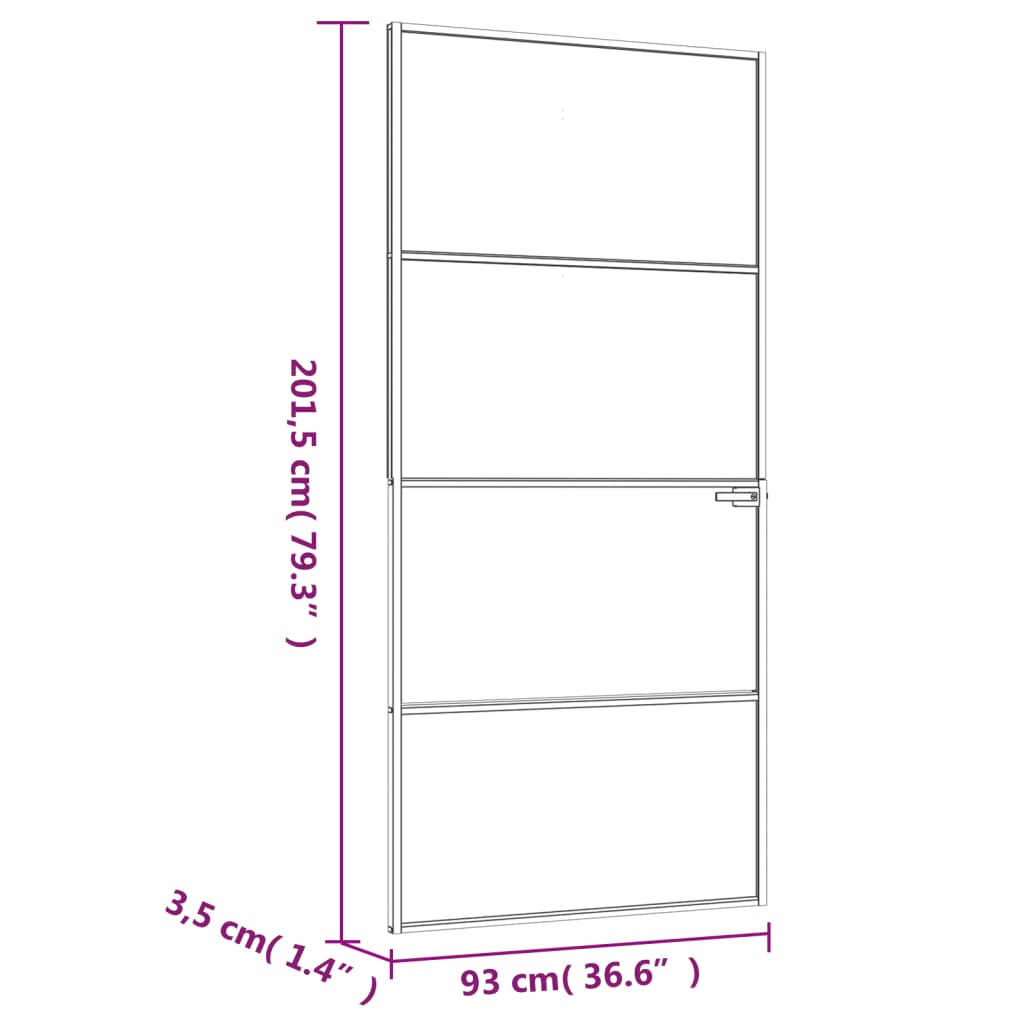 Interior door white 93x201.5 cm tempered glass &amp; aluminum slim