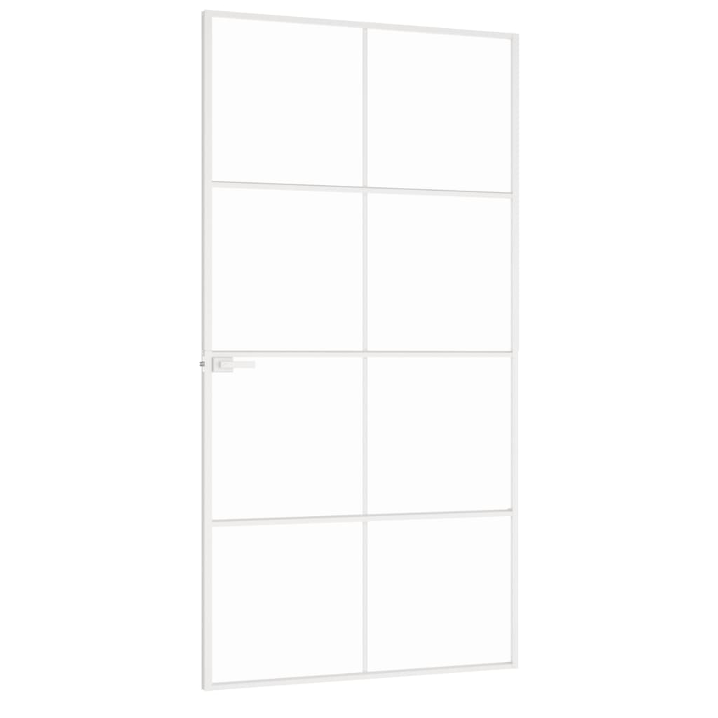 Interior door white 102x201.5 cm tempered glass &amp; aluminum slim