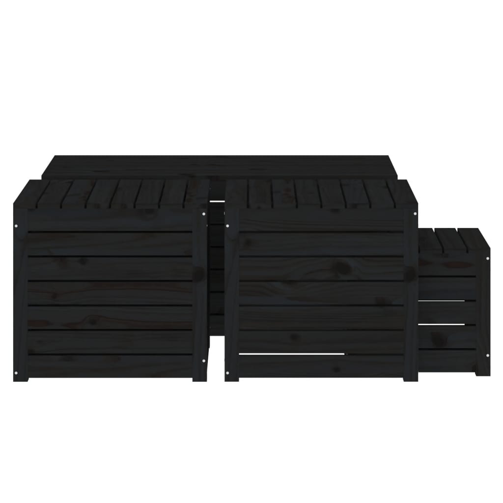 4 pcs. Garden box set black solid pine wood