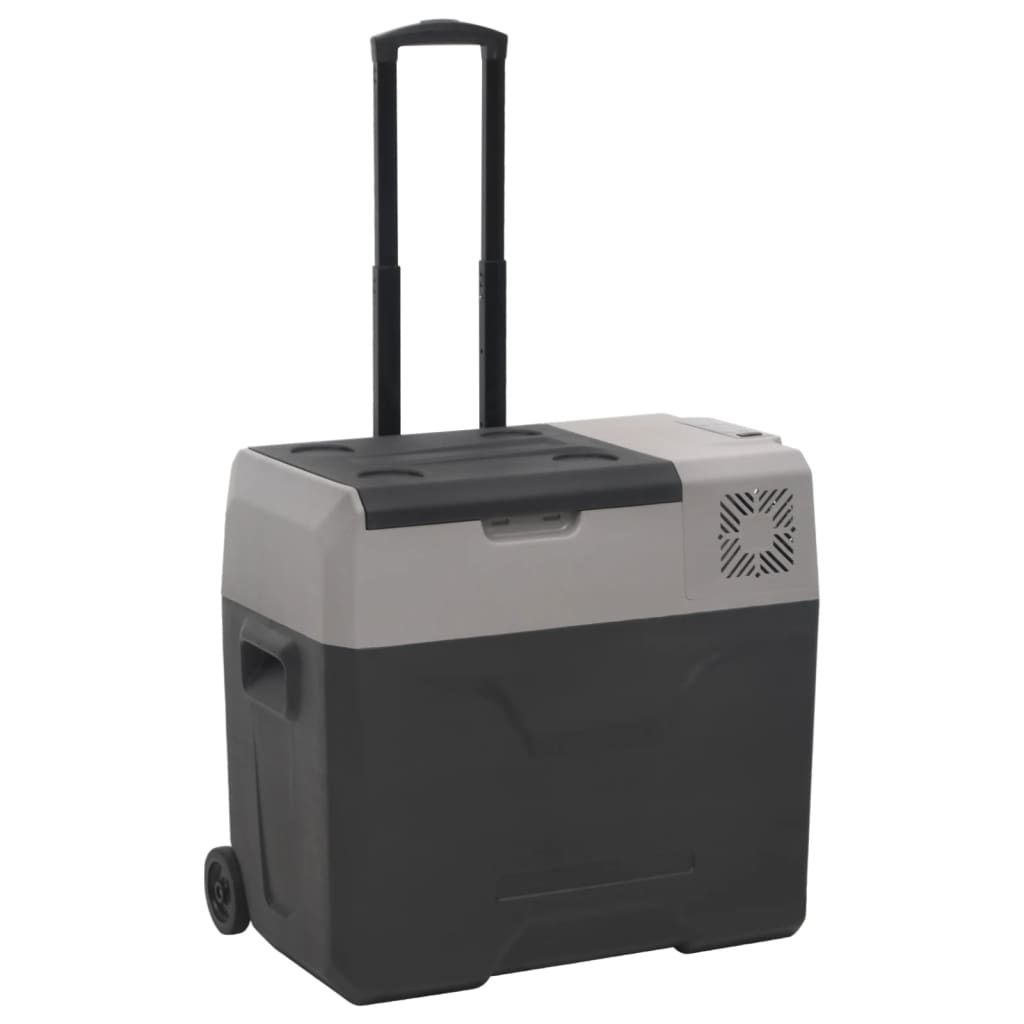 Cool box with wheels and handle Black &amp; Gray 50 L Polypropylene