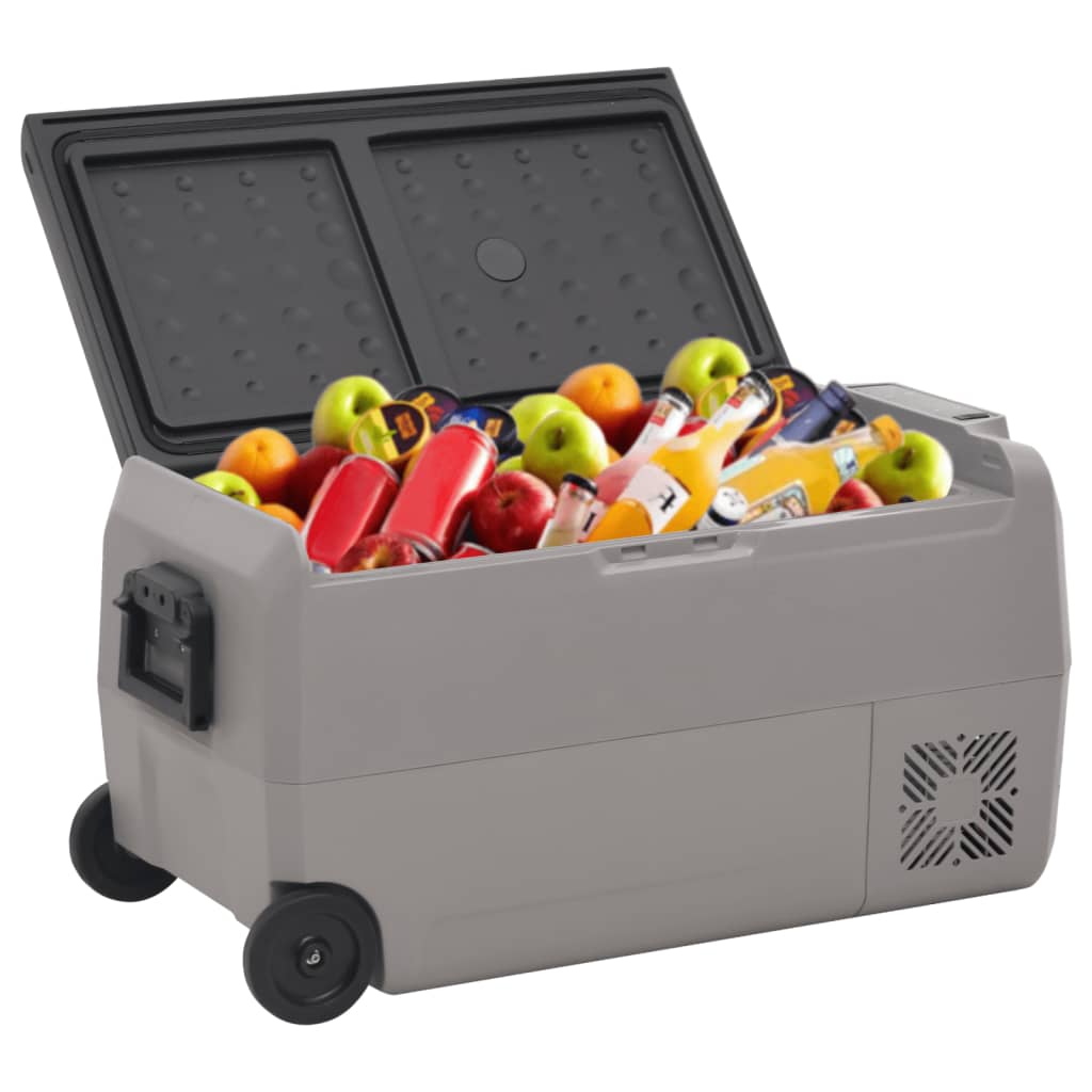 Cool box with wheels and handle Black &amp; Gray 50 L PP &amp; PE