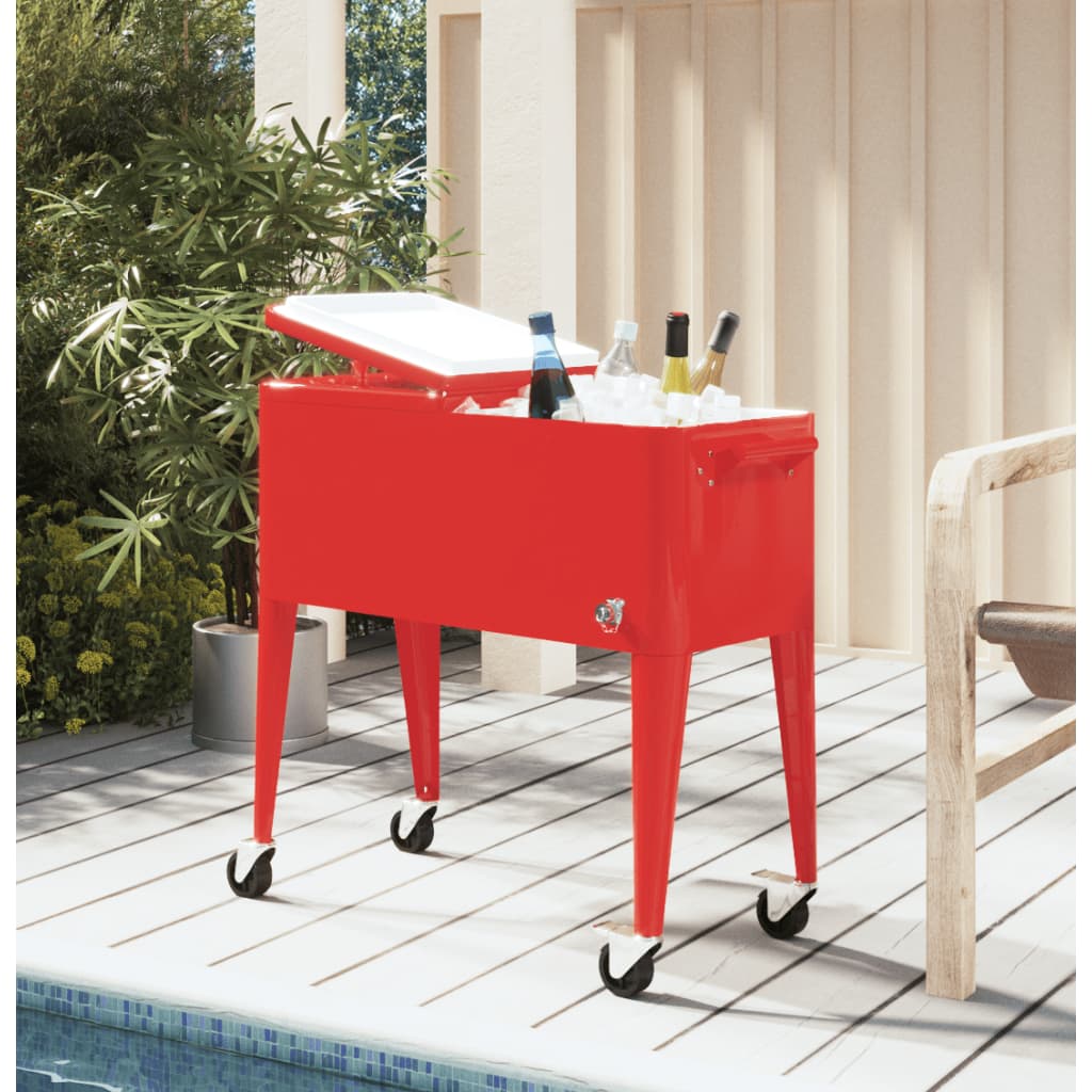 Refrigerated trolley with wheels red 92x43x89 cm