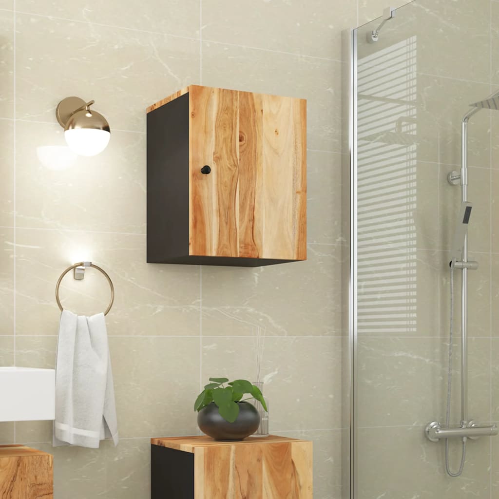 Bathroom wall cabinet 38x33x48 cm solid acacia wood