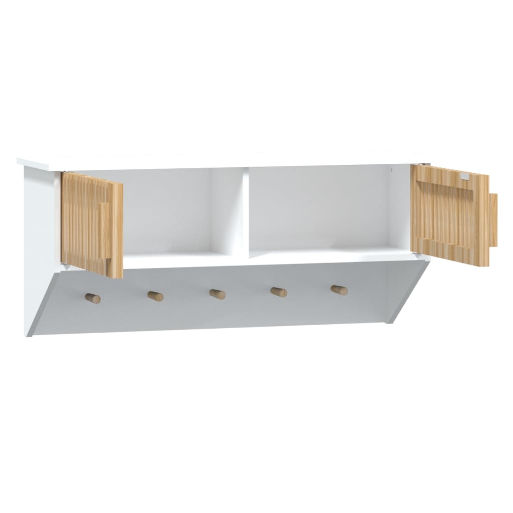 Wall coat rack with hooks white 80x24x35.5 cm made of wood